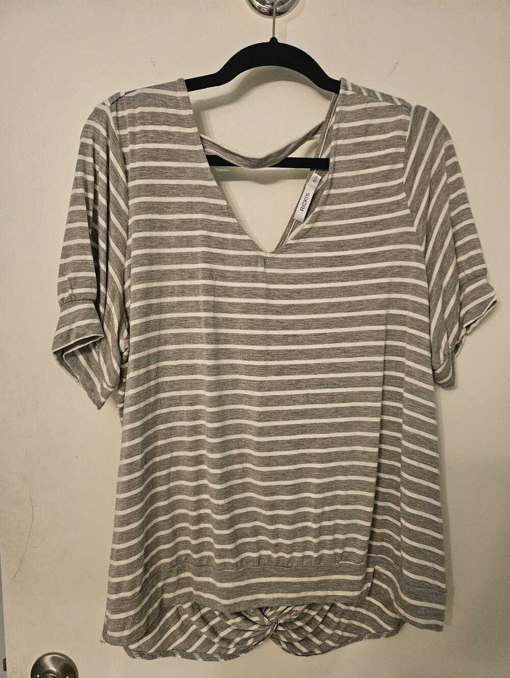 Grey And White Striped Shirt